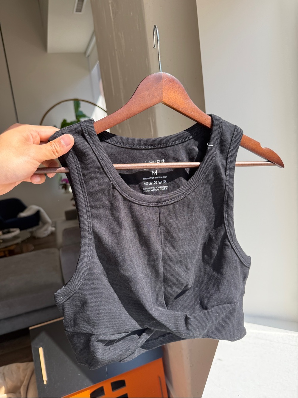 JJ Malibu Wrapped Up Ribbed Crop-top BLACK